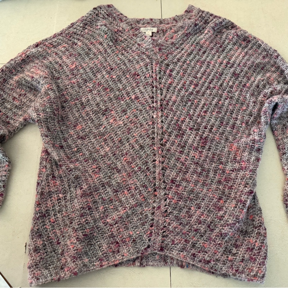 2 Style & Company Women's Multicolor Knit Sweaters Size Large